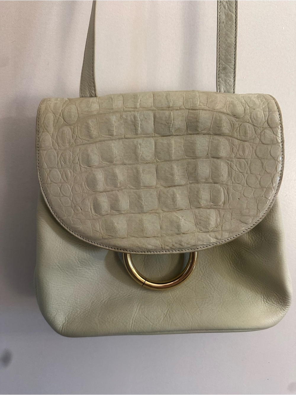 Vintage Nordstrom Made in Italy Leather Croc Embossed Shoulder Bag